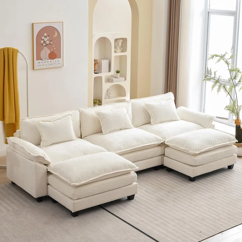 Oprisen 120 Modular Sectional Sofa, Beige White