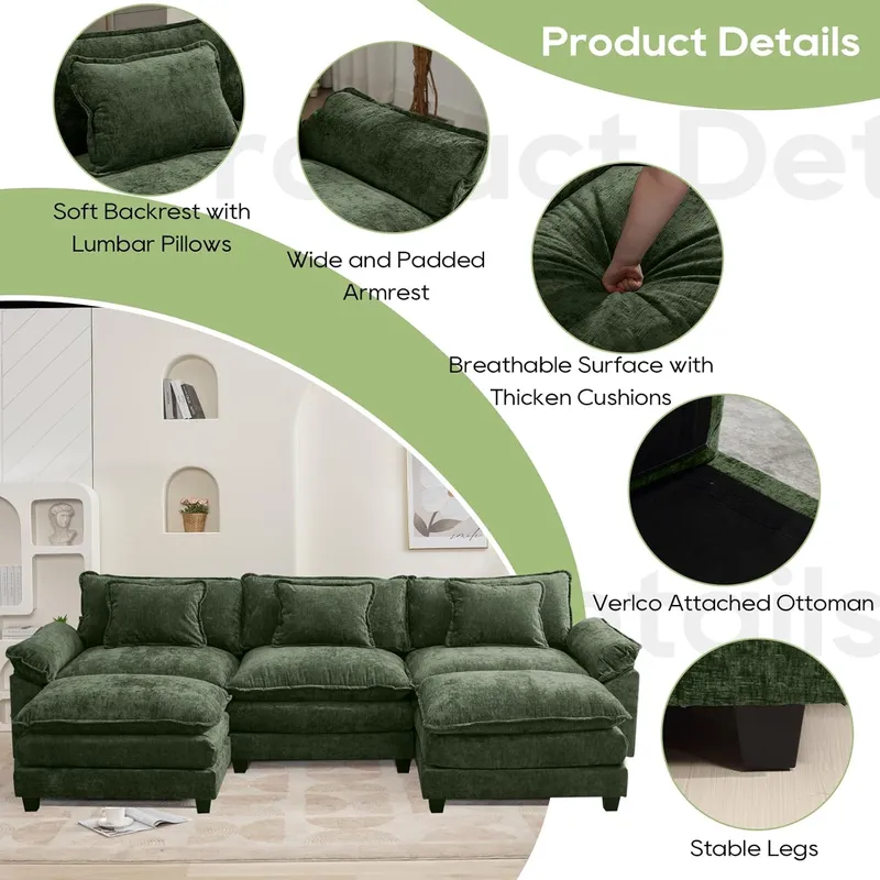 Oprisen 120 Modular Sectional Sofa, Green